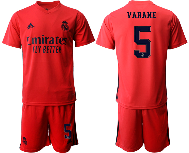 Men 2020-2021 club Real Madrid away #5 red Soccer Jerseys->real madrid jersey->Soccer Club Jersey